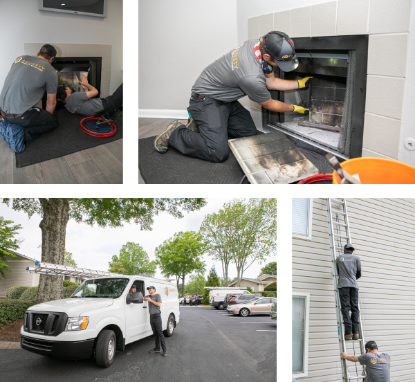Collage of people working